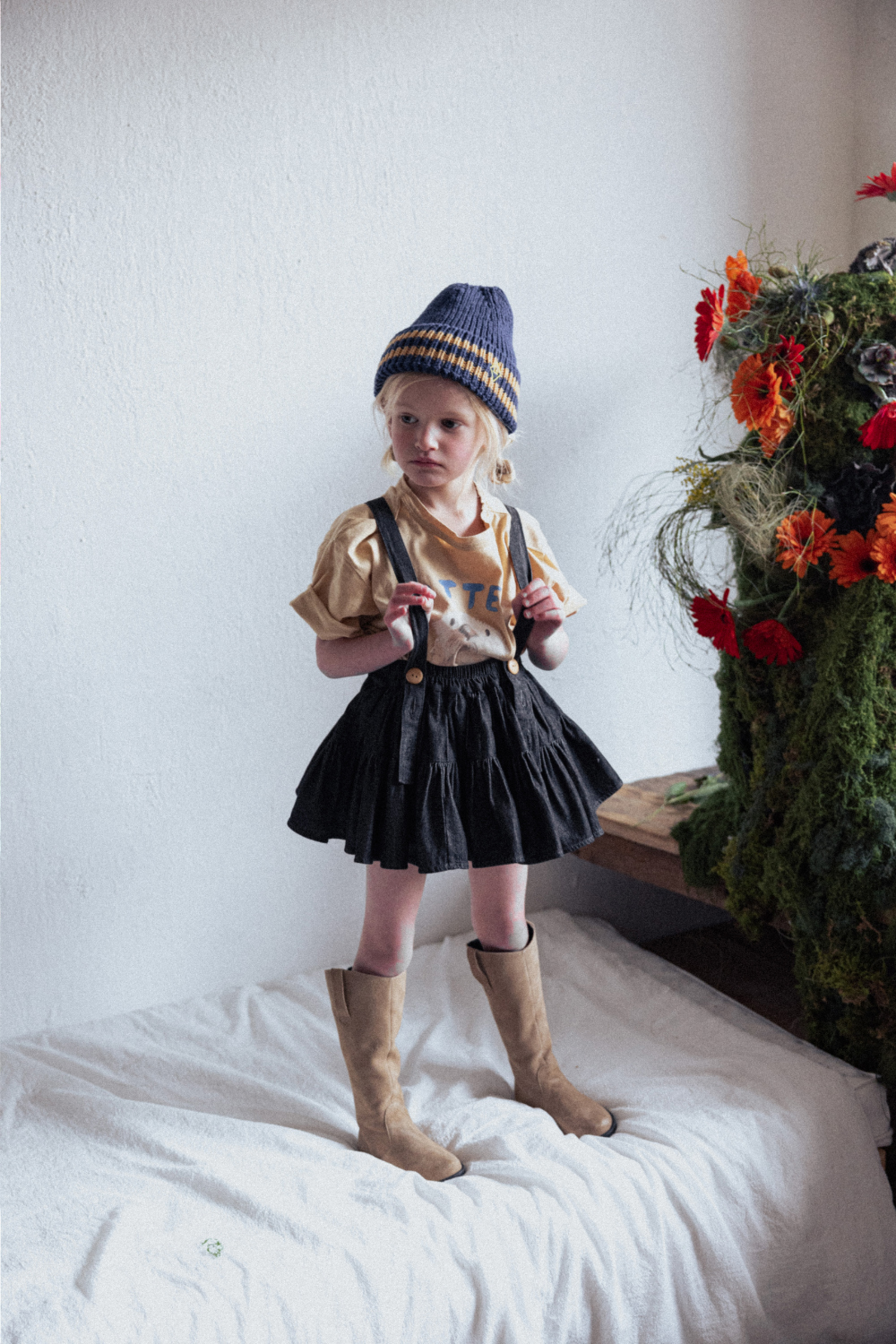 Wonny Ribbon / Black Denim Skirt | lisoro