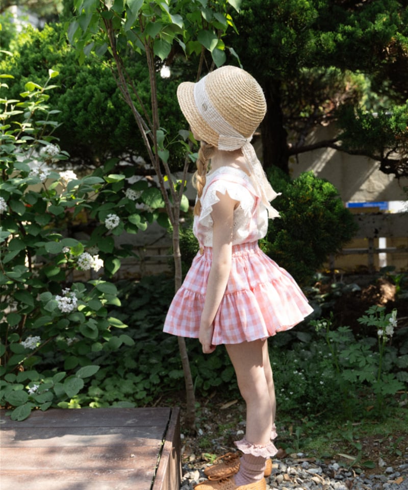 wonny ribbon オーロラスカート ピンク S Wonny Ribbon /Summer gingham skirt (pink) | lisoro