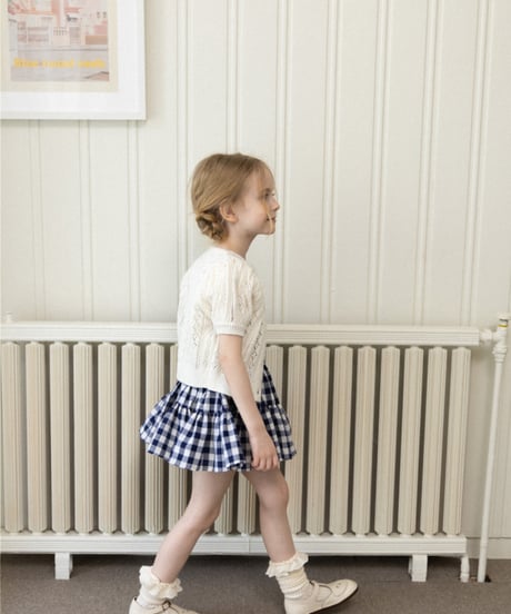 Wonny Ribbon /Summer gingham skirt (navy)