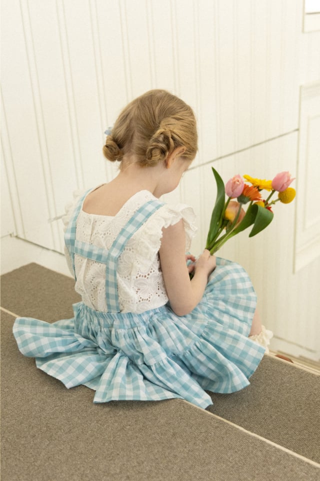 Wonny Ribbon /Summer gingham skirt(sky blue) |