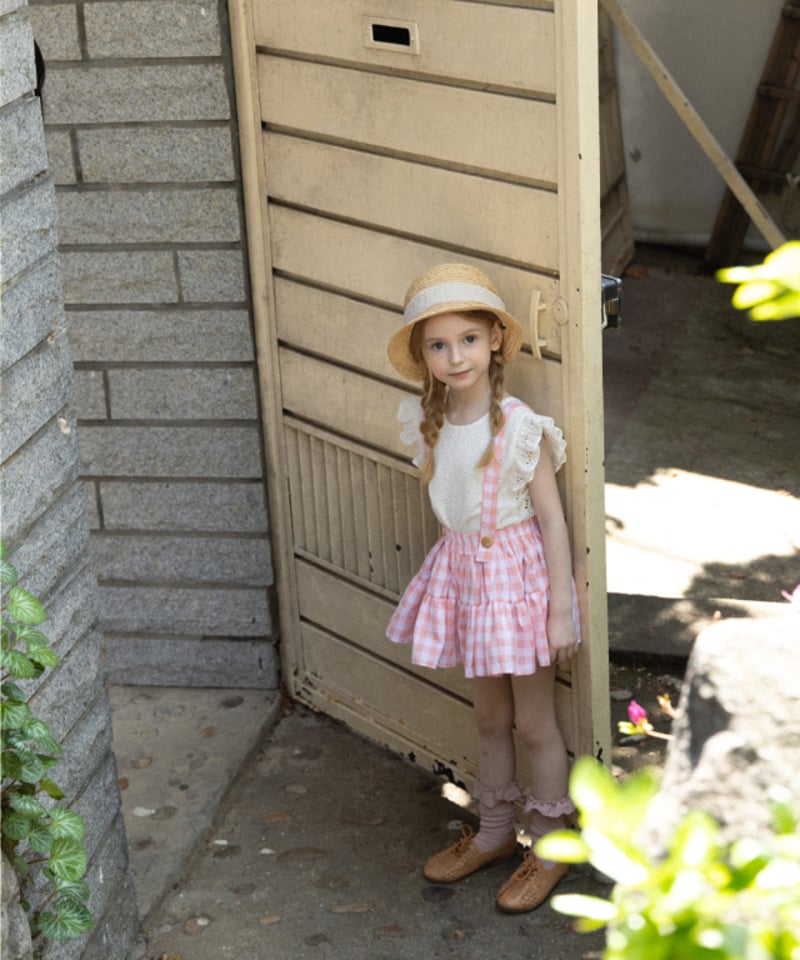 Wonny Ribbon /Summer gingham skirt (pink) | lisoro
