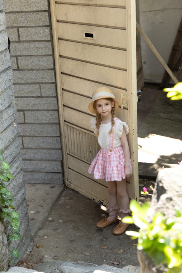 Wonny Ribbon /Summer gingham skirt (pink) | lisoro