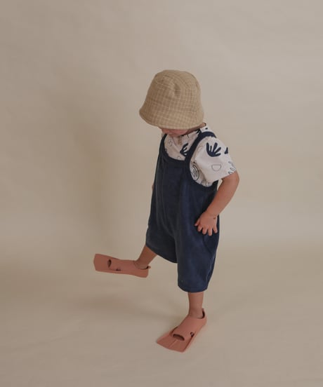 organic zoo/Navy Terry Cropped Dungarees