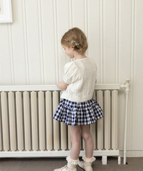 Wonny Ribbon /Summer gingham skirt (navy)