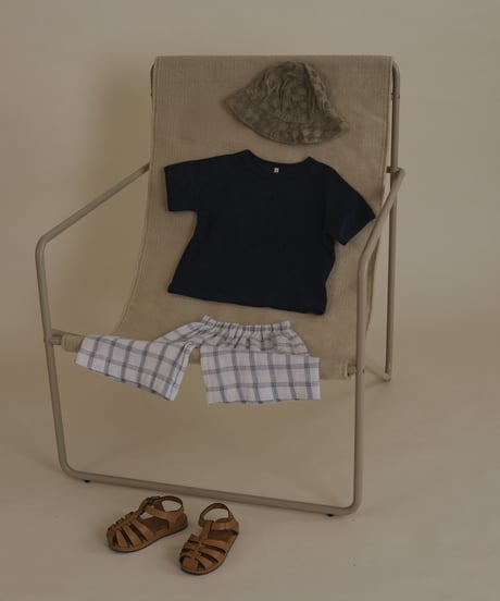 organic zoo/Navy Window Check Wide Leg Pants