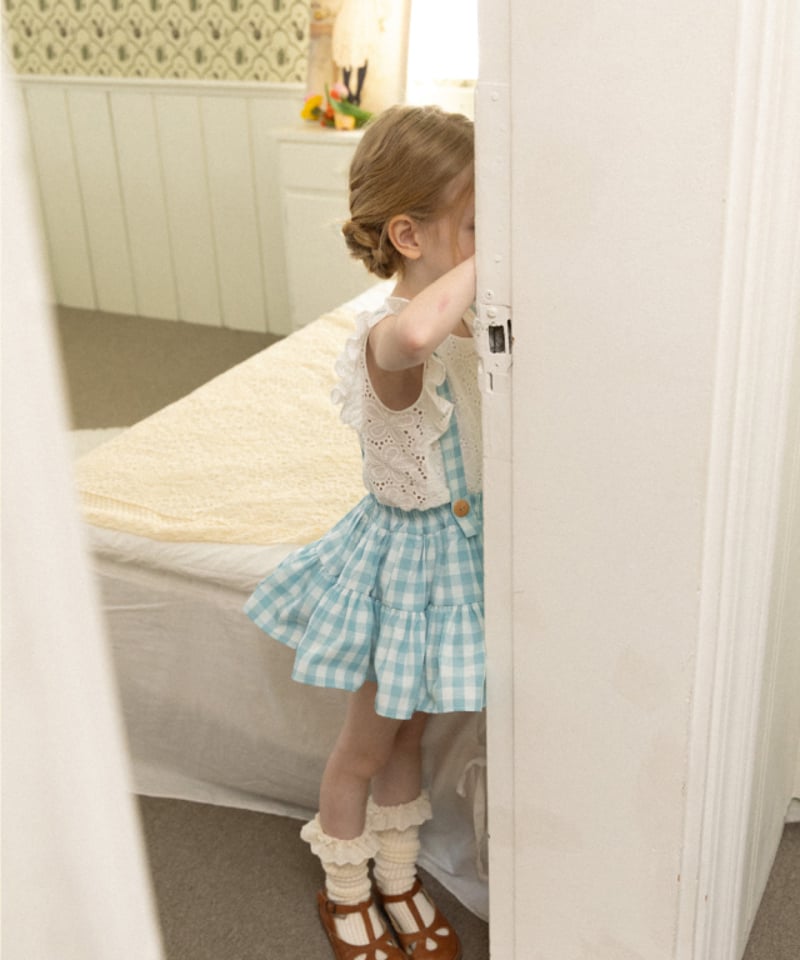 Wonny Ribbon /Summer gingham skirt(sky blue) |