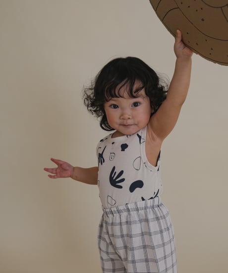 organic zoo/Navy Window Check Wide Leg Pants
