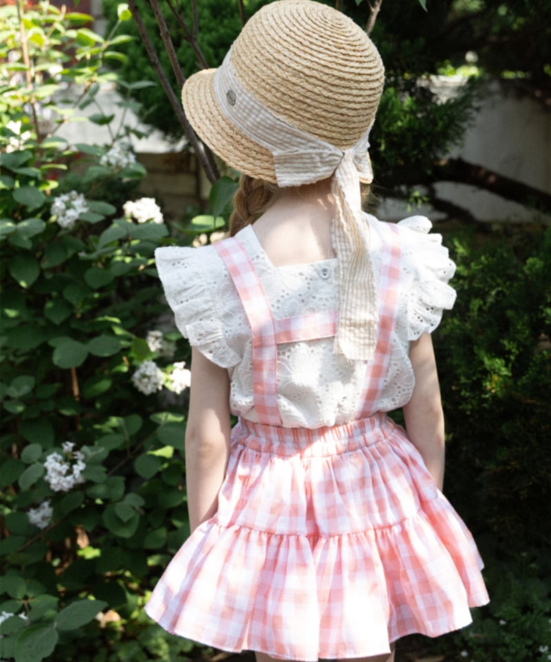 wonny ribbon オーロラ　ピンク　L Wonny Ribbon /Summer gingham skirt (pink) | lisoro
