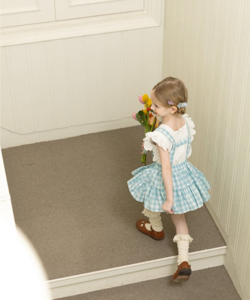 Wonny Ribbon /Summer gingham skirt(sky blue) |