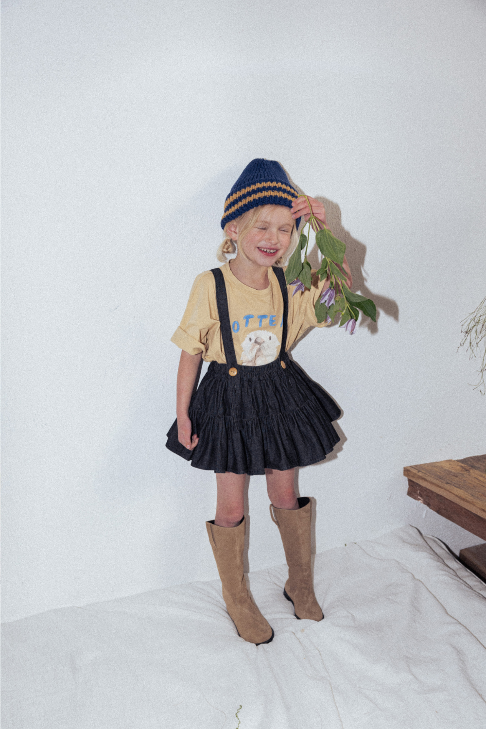 Wonny Ribbon / Black Denim Skirt | lisoro