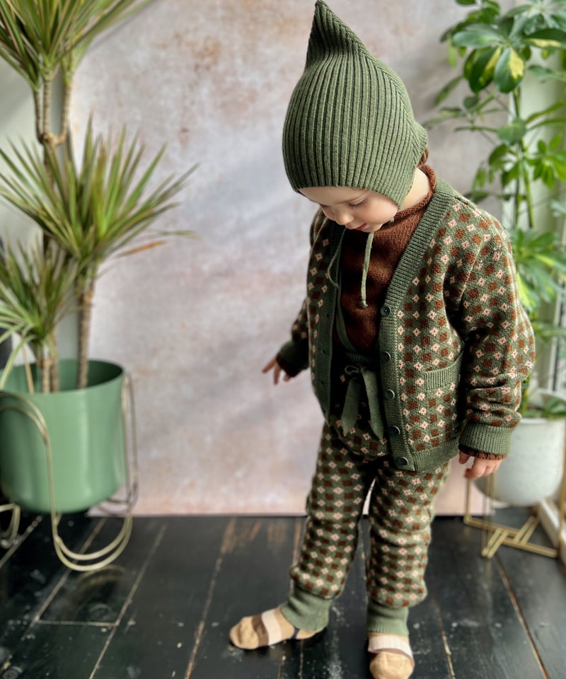 MABLI 23ss ロンパース ボンネット セット　コビト 小人 マブリ 緑 MABLI 23ss ロンパース ボンネット セット コビト 小人 マブリ