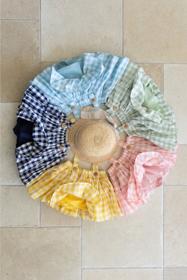 Wonny Ribbon /Summer gingham skirt(sky blue) |