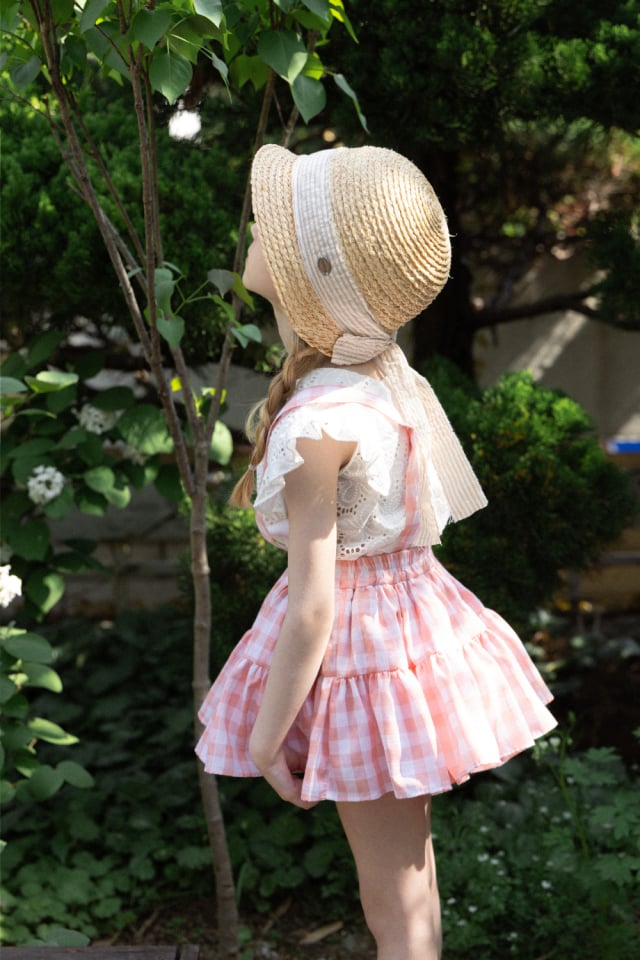 Wonny Ribbon /Summer gingham skirt (pink) | lisoro
