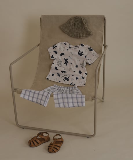 organic zoo/Navy Window Check Wide Leg Pants