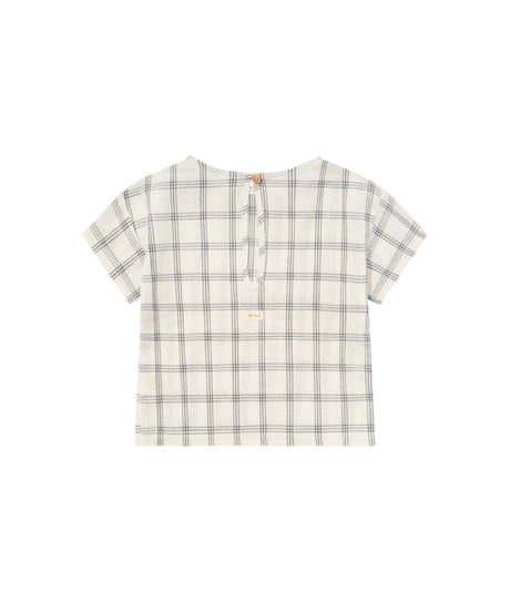 Navy Window Check Boxy T-Shirt