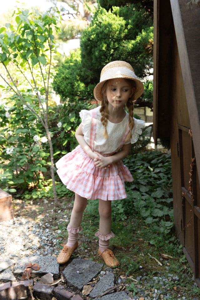 Wonny Ribbon /Summer gingham skirt (pink) | lisoro