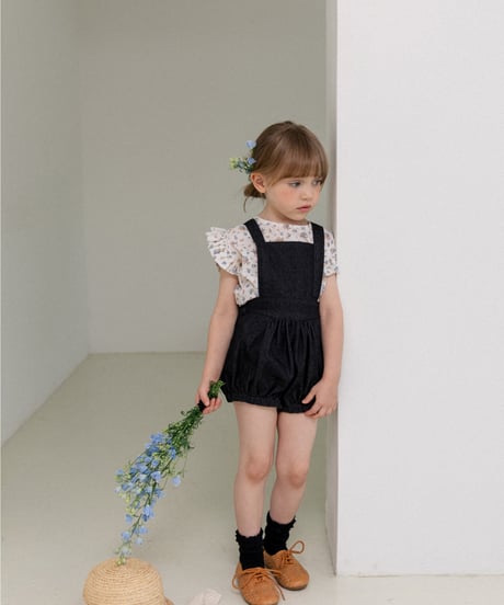 Wonny Ribbon / Black Denim Romper