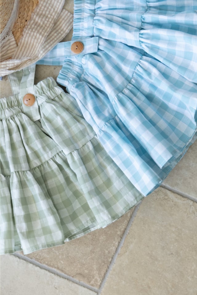 スカート wonny ribbon L Wonny Ribbon /Summer gingham skirt(sky blue) |