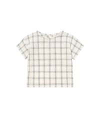 Navy Window Check Boxy T-Shirt