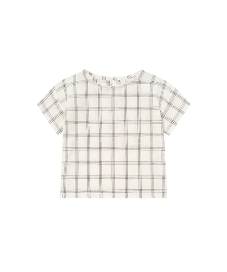 Navy Window Check Boxy T-Shirt
