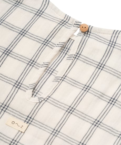Navy Window Check Boxy T-Shirt