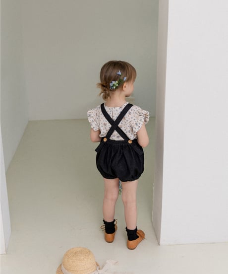 Wonny Ribbon / Black Denim Romper