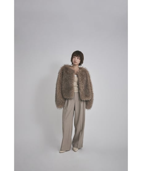 【26TH-09】2way Collar Fox Like Fur Coat