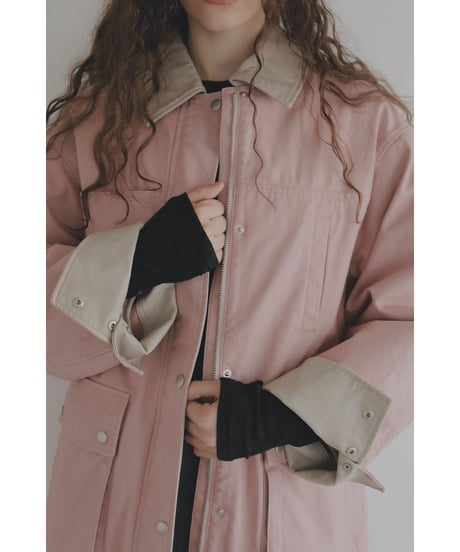 【26TH-02】 Fake Leather Collar Coverall