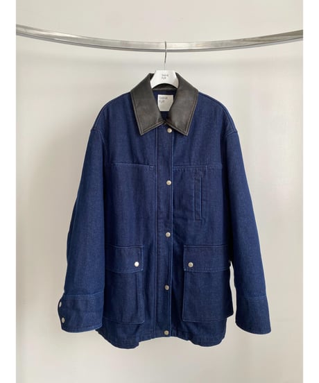 【26TH-02】 Fake Leather Collar Coverall