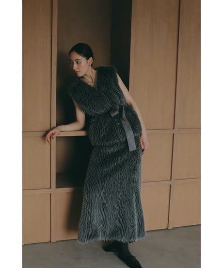 【25TH-04】Mix Fur Maxi Skirt
