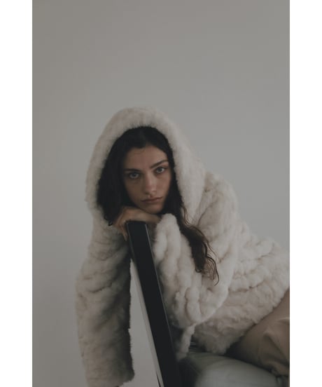 【26TH-07】Rabbit Like Fur Hoodie Coat