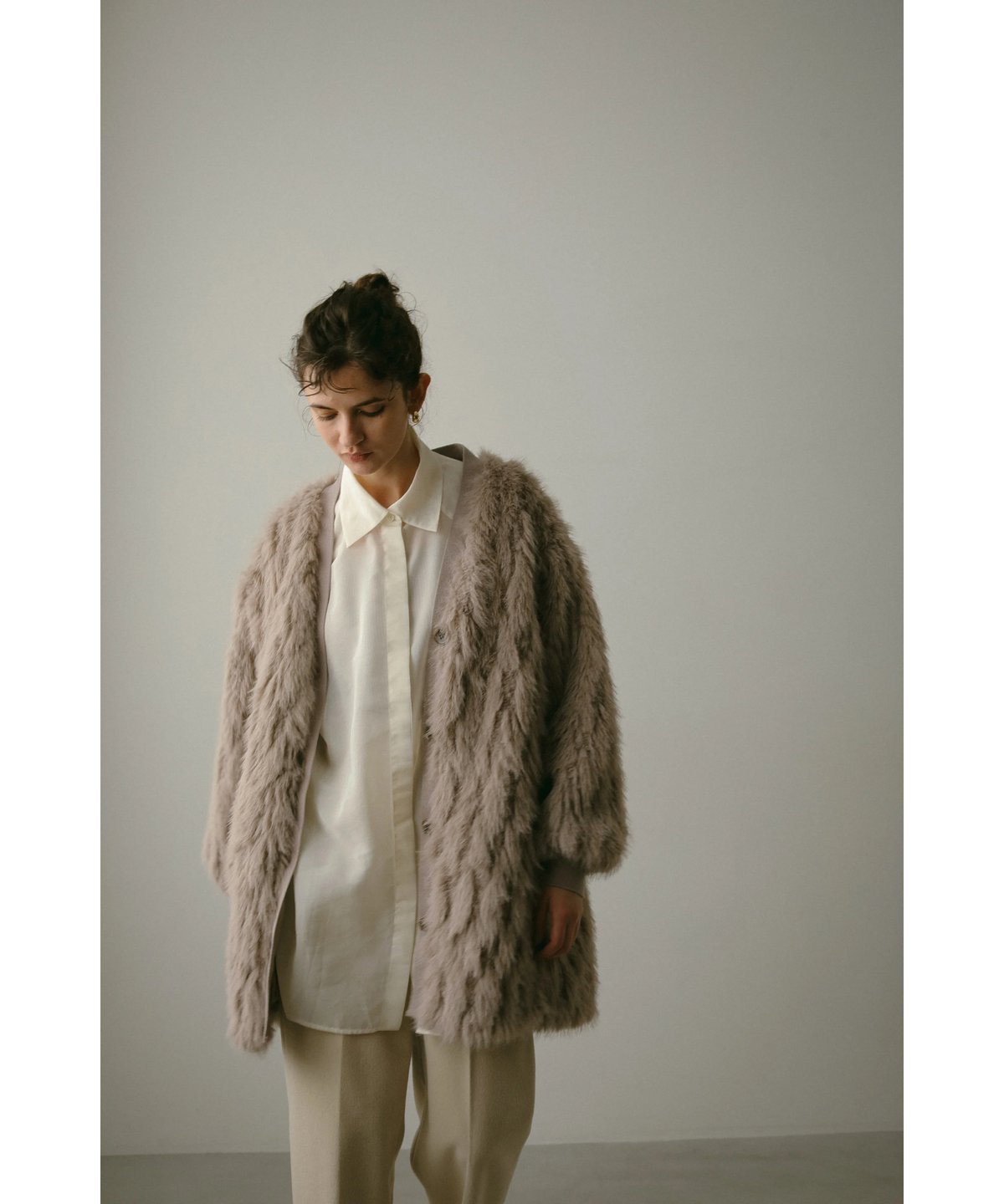 24TH-08】Fur×Knit Medium Cardigan | THINK FUR