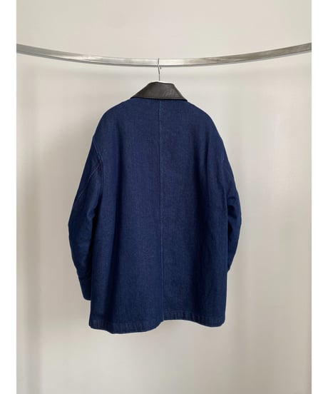 【26TH-02】 Fake Leather Collar Coverall