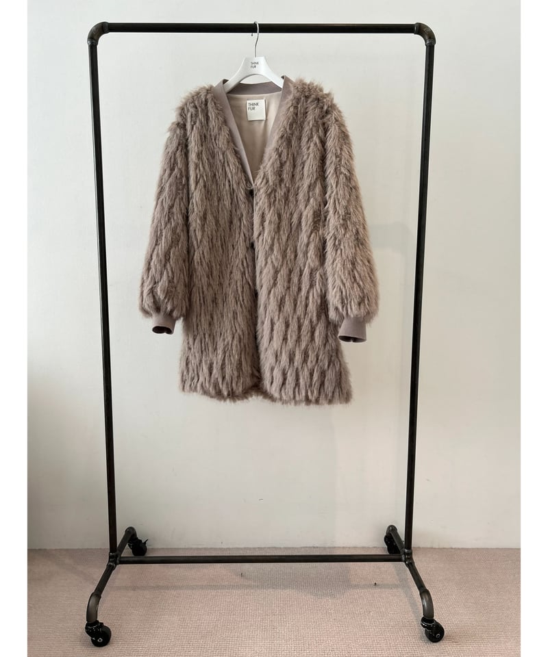 24TH-08】Fur×Knit Medium Cardigan | THINK FUR