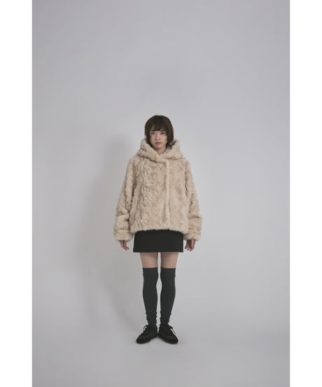 【26TH-07】Rabbit Like Fur Hoodie Coat