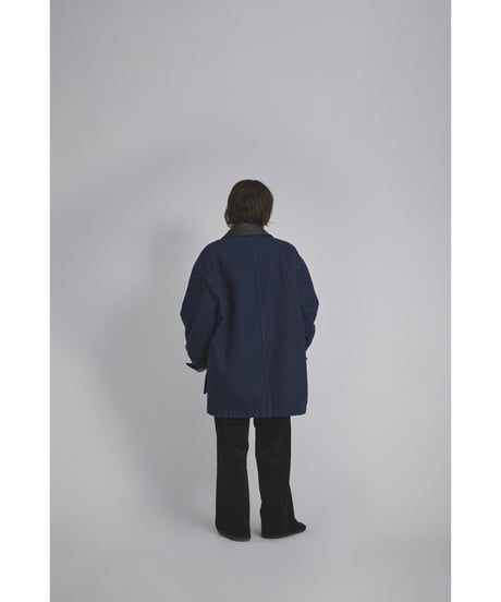 【26TH-02】 Fake Leather Collar Coverall