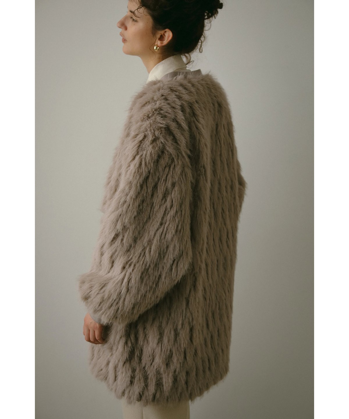 24TH-08】Fur×Knit Medium Cardigan | THINK FUR