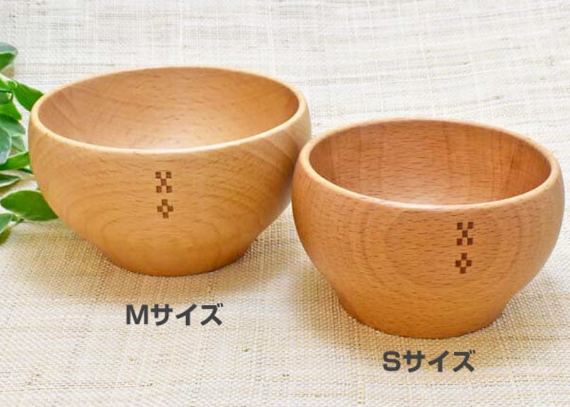 みんさー柄刻印 木製のお椀[Sサイズ] | 石垣島しっぽの会チャリティ