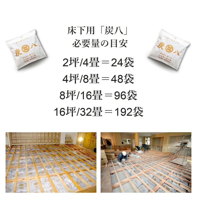 炭八 除湿剤 床下 消臭 脱臭 乾燥 湿気対策 調湿 8袋セット 新築