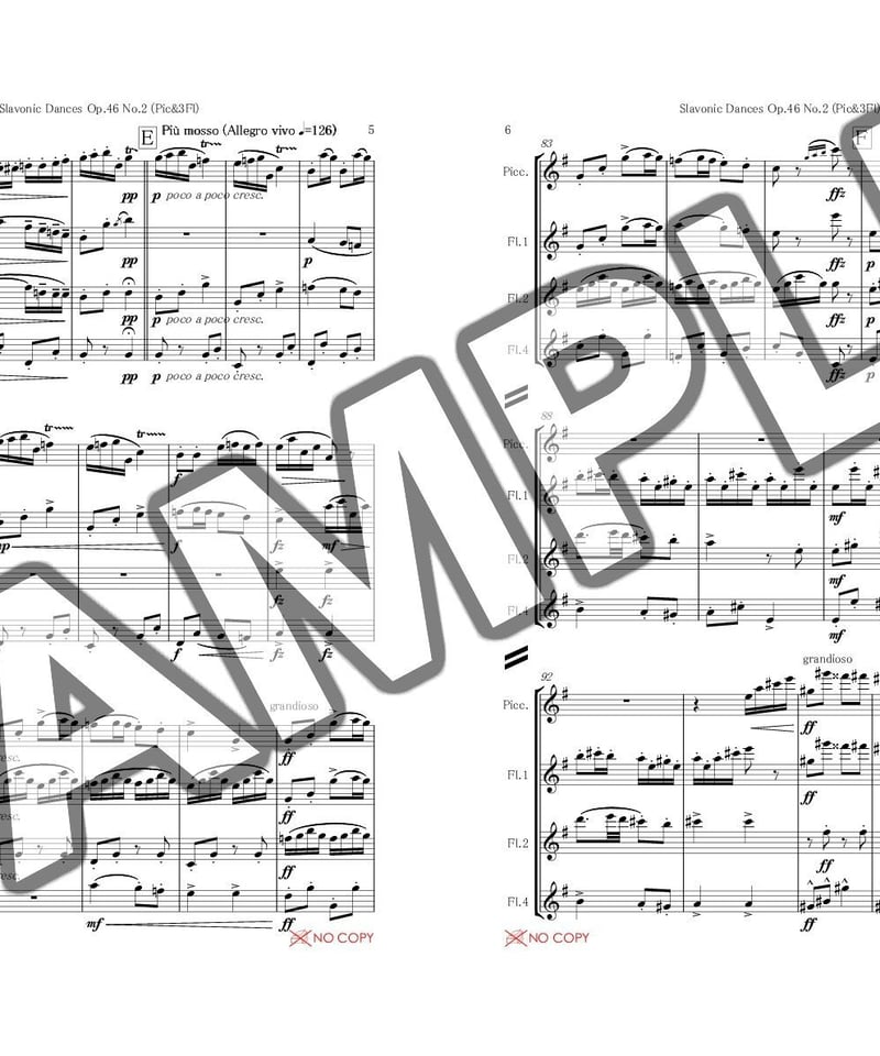 スラヴ舞曲集 作品46 第2番 ホ短調/ドヴォルザーク/フルート