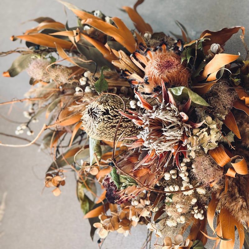 ドライフラワースワッグ大きめウエディングブーケ前撮り