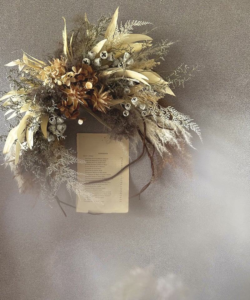 ドライフラワーリース】暮らしにひとさじの幸せを ナチュラル三日月