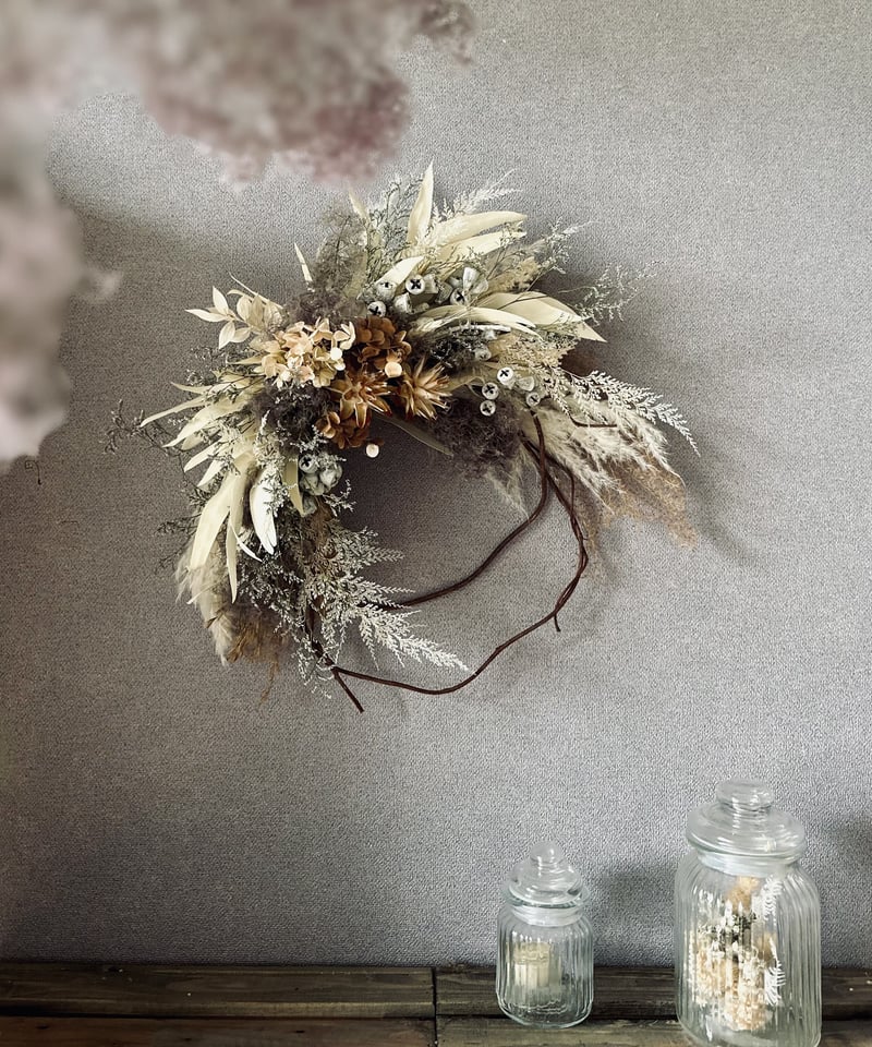 ドライフラワーリース】暮らしにひとさじの幸せを ナチュラル三日月