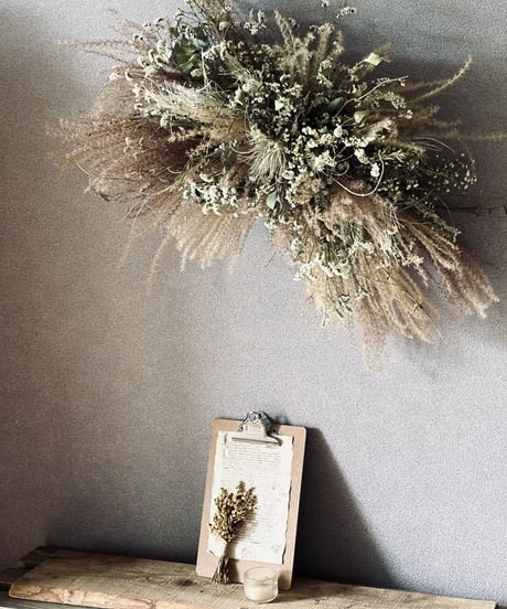 【ドライフラワー壁掛けアレンジ】暮らしに寄り添う 枯れ草アレンジ