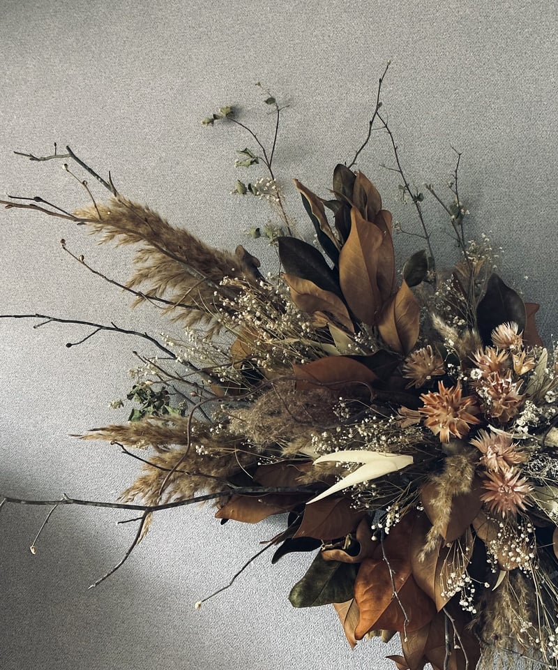 ドライフラワー壁掛けアレンジ】テラコッタオレンジのフラワー