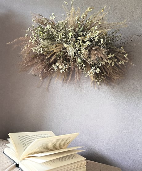 【ドライフラワー壁掛けアレンジ】暮らしに寄り添う 枯れ草アレンジ