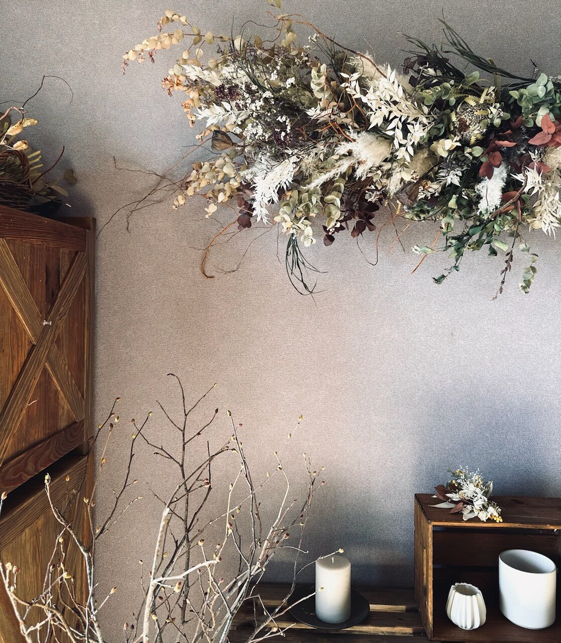 ドライフラワー壁掛けアレンジ】植物のある空間装飾 ボタニカル