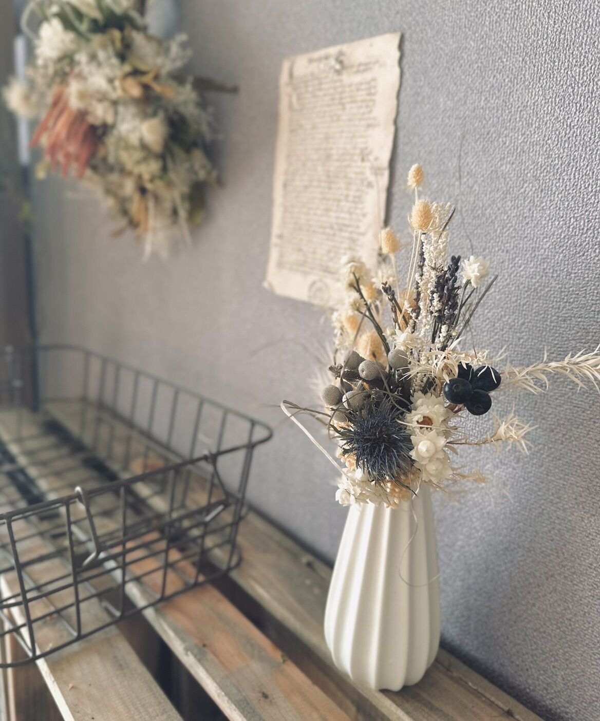 フラワーベース】暮らしに彩りを𓂃 花器 ラインポット ドライフラワー