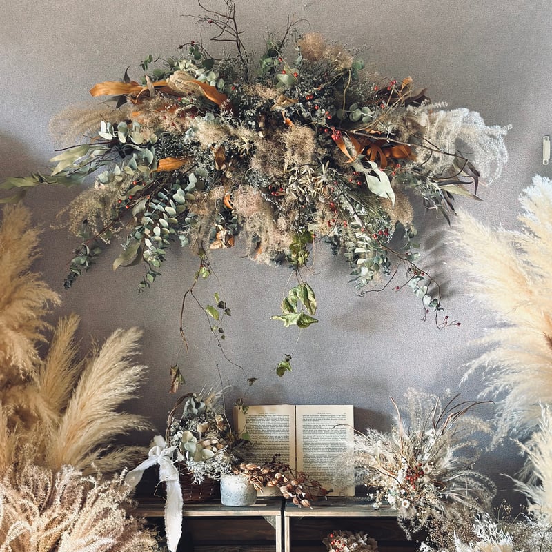 ドライフラワー 壁掛けアレンジメントしめ縄 ドライフラワー壁掛けアレンジ】 | ドライフラワー NEWCONNECT