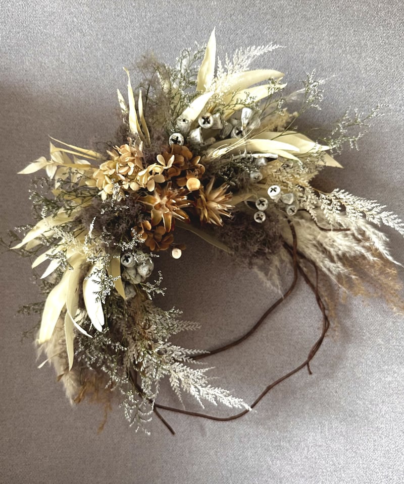 三日月リース　ドライフラワーリース 三日月リース プリザーブドフラワー ドライフラワー 玄関リース ピンク